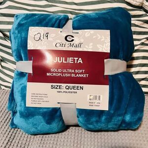 Queen Size Ultra Soft Plush Blanket – Bubble Print Microplush Teal Blue
